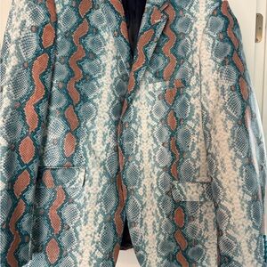Stylish Blue and Brown Patterned Blazer